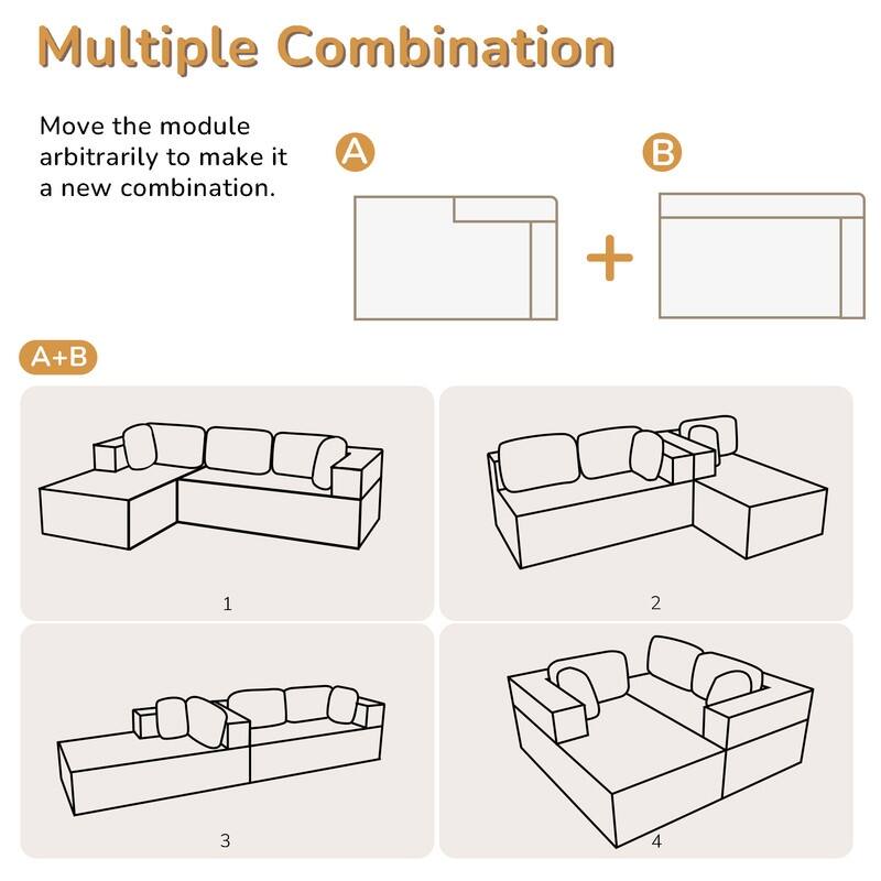 105-in L Casual Beige( Corduroy)-Right Chaise Sectional
