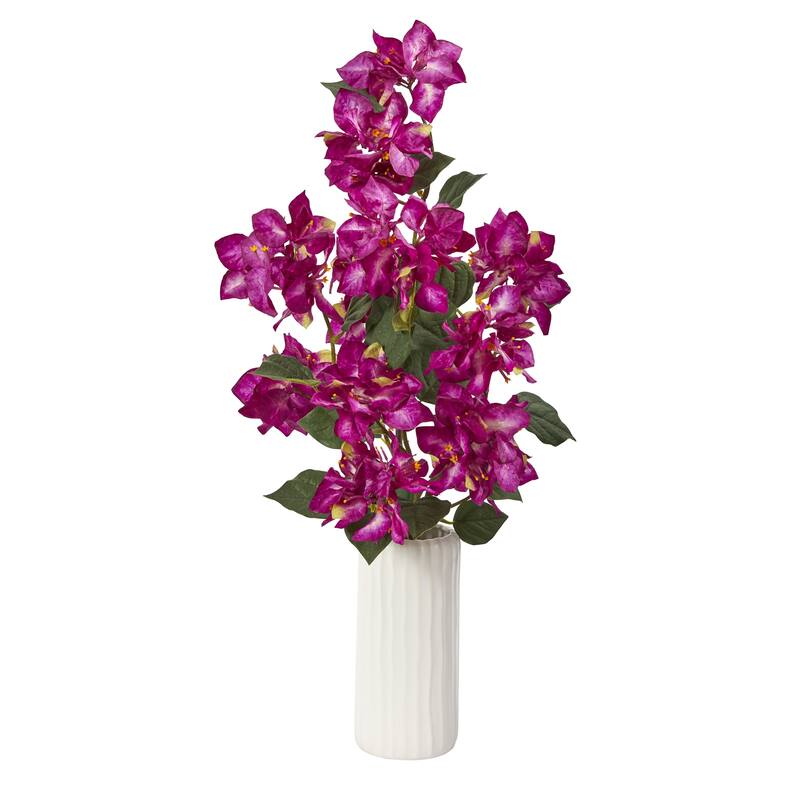 23" Bougainvillea Artificial Plant in White Planter