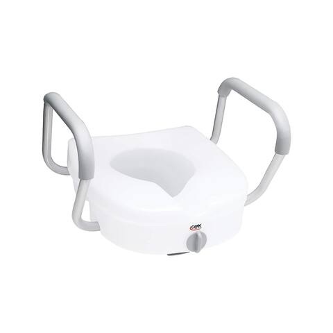 Carex E-Z Lock Raised Toilet Seat with Removable or Adjustable Handles