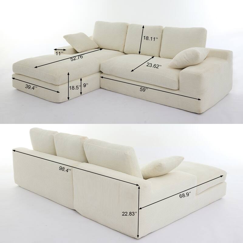 4-Seat Modular Sofa Set, Soft Upholstered Sleeper Couch, Reversible Chaise, Ideal for Living Room