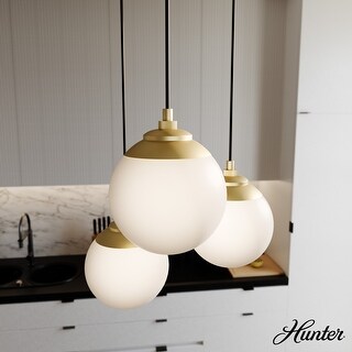 Hunter Hepburn 3 Light Cluster Ceiling Light - Kitchen, Island, Dining Room - Globe, Orb - Mid-Century Modern, Art Deco