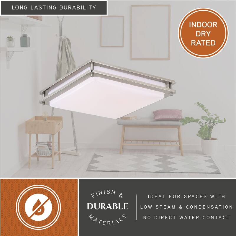 Vaxcel Horizon 16" LED Flush Mount Satin Nickel - 16-in W x 3.5-in H x 16-in D