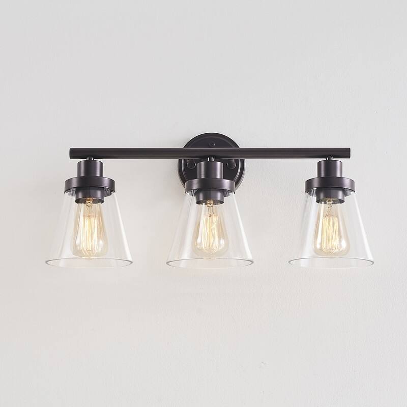 KAWOTI 22.25 inch 3-Light Bathroom Vanity Light with Bell Glass Shade
