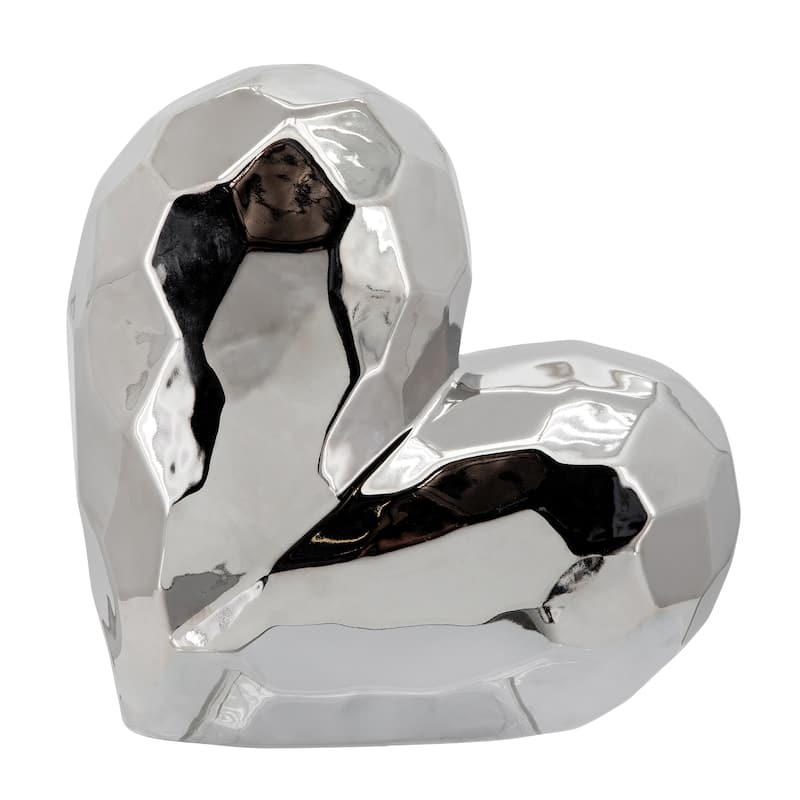 Ceramic Heart Decorative Object Sculptural Faceted Abstract Design