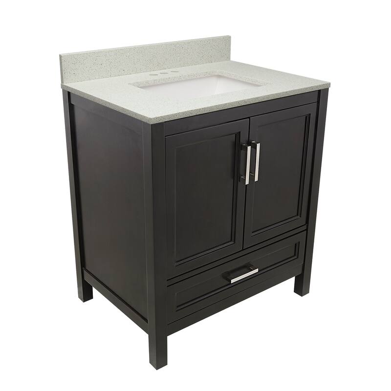Nevado 37" Bathroom Vanity with Cultured Marble Vanity Top Sink in White with White Basin