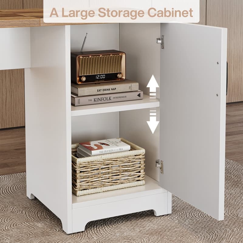 L Shaped Executive Computer Desk with Power Outlets and Type-C & USB Ports