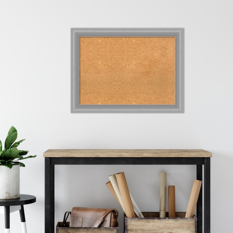 Peak Polished Nickel Narrow Framed Natural Corkboard Bulletin Board