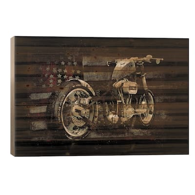 American Muscle: Motorcycle II Print On Wood by 33 Broken Bones - Multi-Color