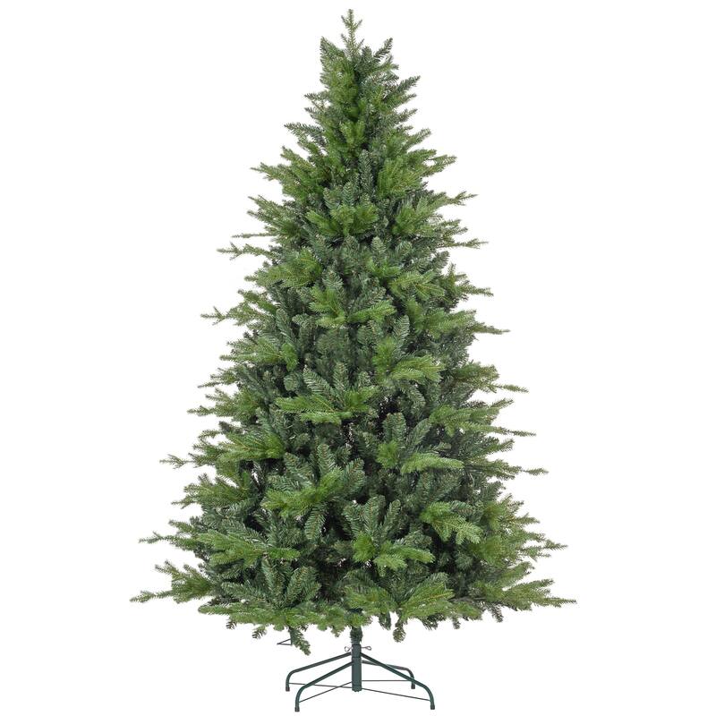 Green Artificial Xmas Tree with Hinged Design, Foldable Metal Stand, Easy Assembly