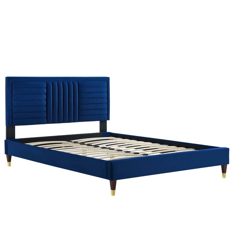 Sofia Channel Tufted Performance Velvet Queen Platform Bed