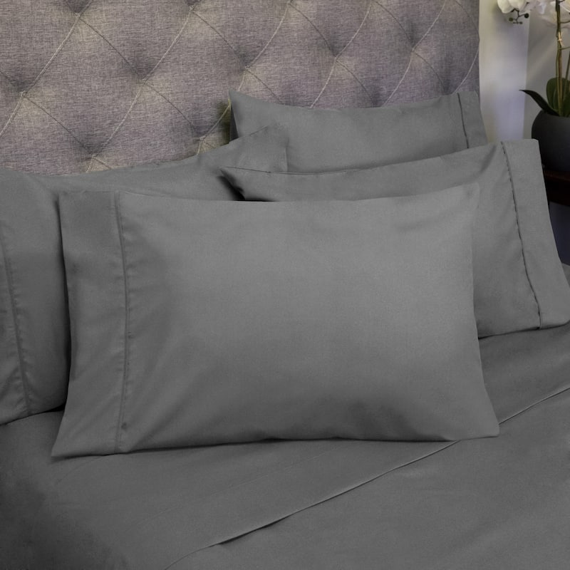 Sweet Home Collection Split King 7 Piece Sheet Set, Deluxe Ultra Soft 1500 Series, Double Brushed Microfiber. - Grey