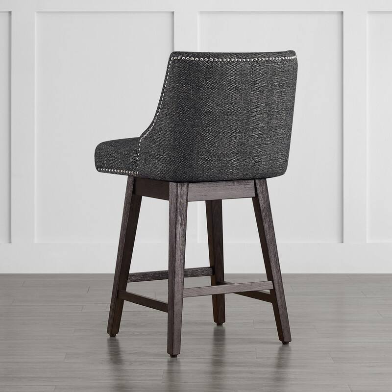 Spruce & Spring Olive Upholstered Counter Height Swivel Barstools-Single