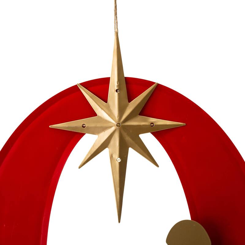 Glitzhome 32"H Lighted Metal HOPE Yard Stake Wall Decor with Timer (3 Functions) - Red
