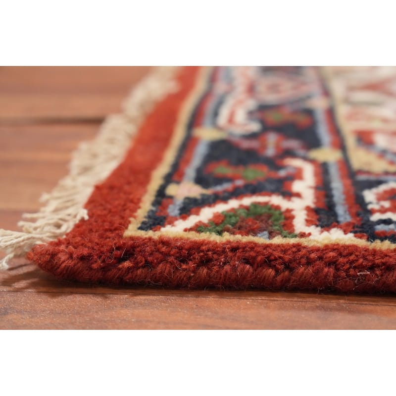 Hand Knotted Oriental 100% Wool Carpet Traditional Medallion Oranges & Rust Heriz (serapi) Area Rug - 3' 0'' X 2' 0''