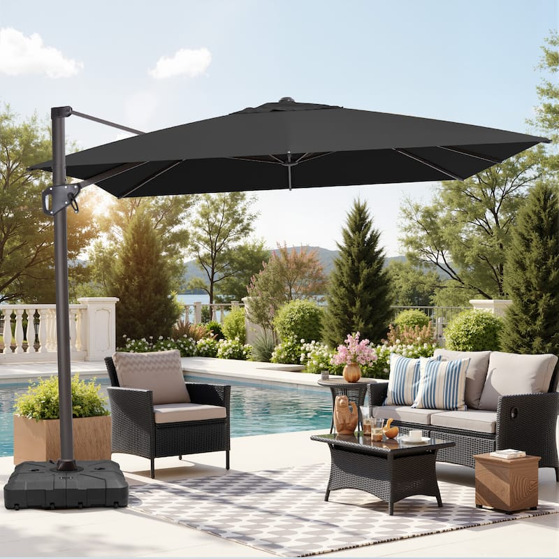 VredHom Patio Outdoor 9 x 11 FT Cantilever-Offset Umbrella with HDPE Base