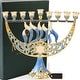 preview thumbnail 1 of 5, Matashi Hand Painted Enamel Menorah Candelabra with Hanukkah Design, Embellished with Gold Accents and High Quality Crystals