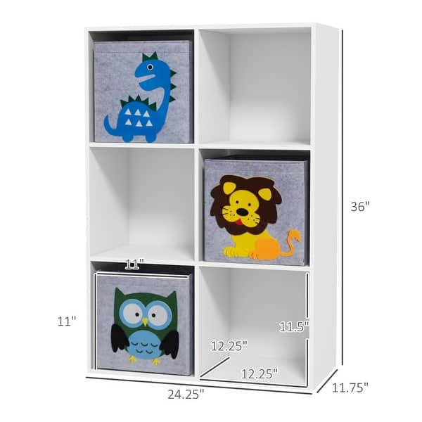 Children's Toy Organizer, Toy Storage with 3 Storage Bins and Cute Animal Design, Toy Shelf