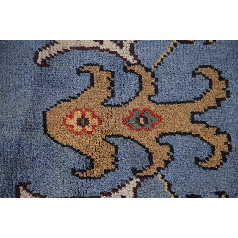 Blue Paisley Kazak Oriental Area Rug Wool Carpet - 7'10"x 10'2"