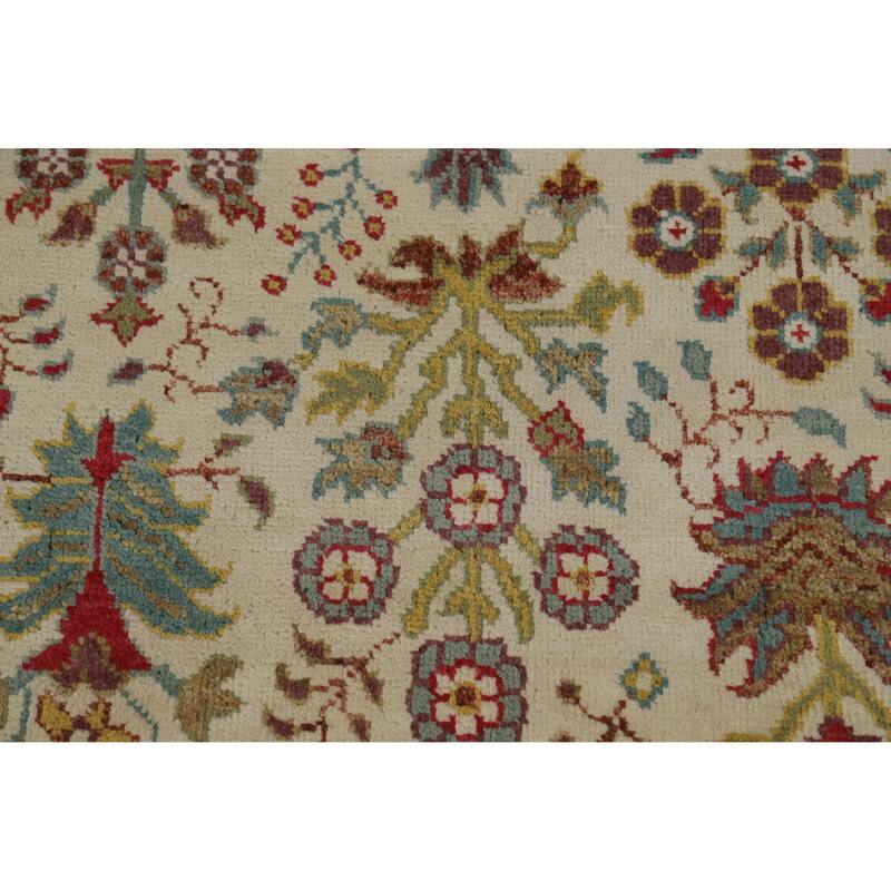 Hand Knotted Oriental 100% Wool Carpet Traditional All-Over Beige & Ivories Ziegler Area Rug - 7' 7'' X 5' 7''