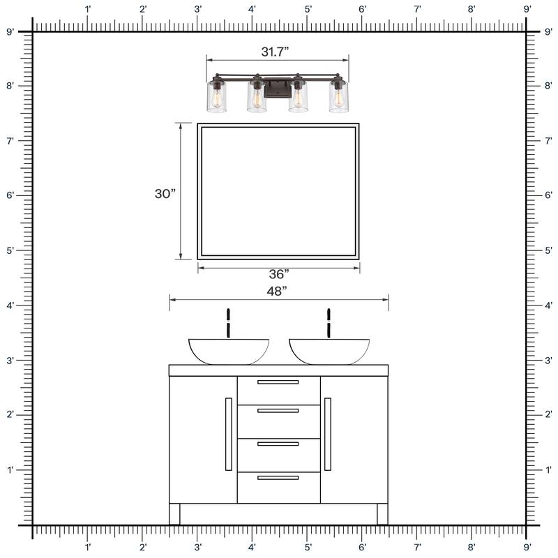 Bathroom Vanity Wall Light with Glass Shade and Rubbed Bronze Finish