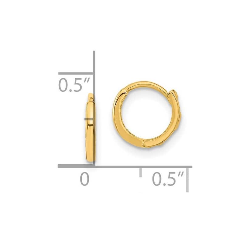 Curata 14k Yellow Gold Girls Polished Hinged Hoop Earrings 1.4x10mm