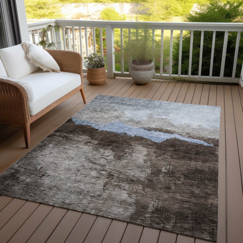 Machine Washable Indoor/ Outdoor Modern Contemporary Chantille Rug