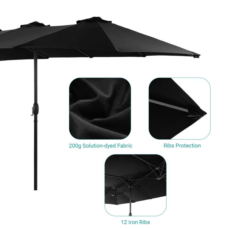 BONOSUKI 15x9ft Double-Sided Patio Umbrella Aluminum with Large Canopy