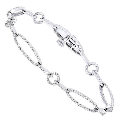 Ladies Link Round Diamond Bracelet 1ctw in 10k Gold by Luxurman