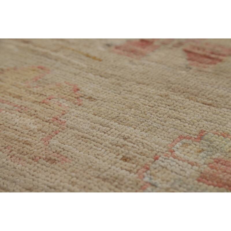 Hand Knotted Oriental 100% Wool Carpet Transitional All-Over Beige & Ivories Oushak Area Rug - 12' 0'' X 9' 0''