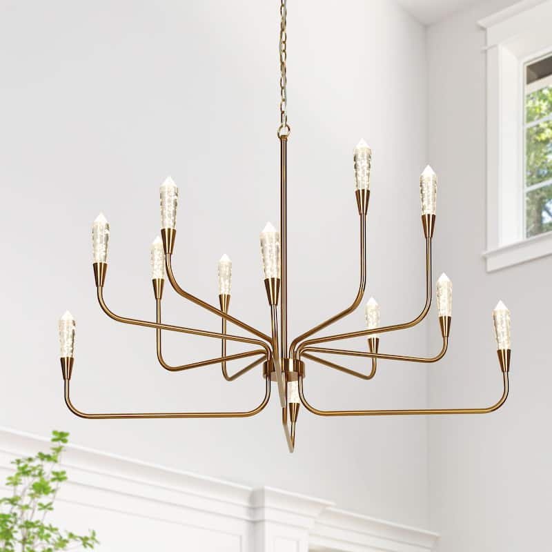 Modern 12-Light LED Gold Chandelier Lights for Living Dining Room - D41.5"xH28.7"