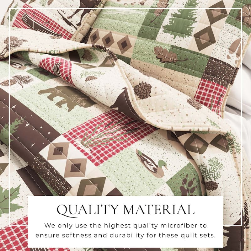 Linery & Co. Wildlife Patchwork Microfiber Quilt Set With Shams