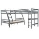preview thumbnail 7 of 16, Modern L-Shaped Wooden Twin Size Loft Bed and Twin over Full Bunk Bed with Built-in Desk,Easy Assembly
