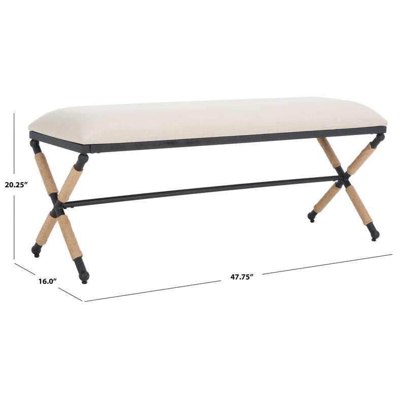 SAFAVIEH Couture Candelaria Hemp Wrapped Bench - 47.8 In W x 16 In D x 20.3 In H - 48Wx16Dx20H