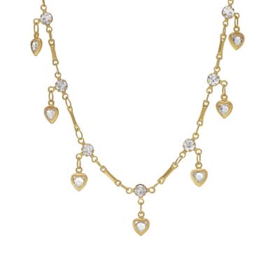 Victoria Townsend Gold Plated Crystal & Glass Dangling Heart Necklace