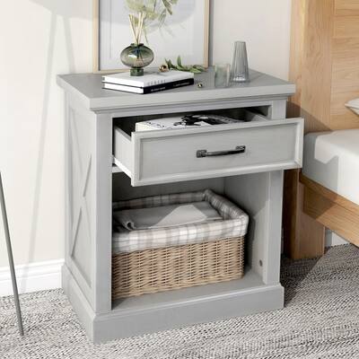 Modern Wooden Nightstand with Drawers