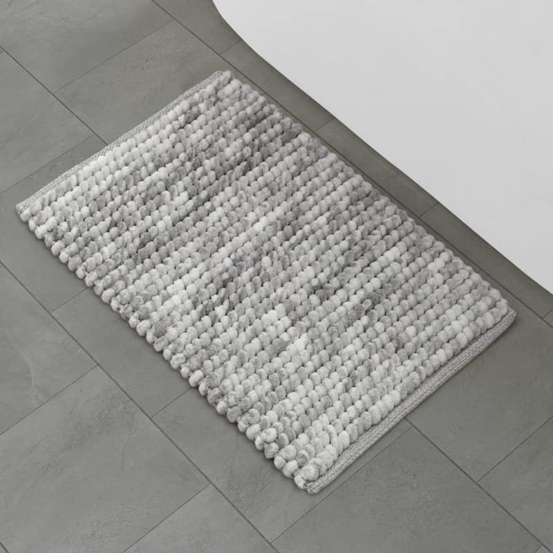 French Connection Space Dye Chunky Chenille Bath Rugs - 17"x24" - Grey