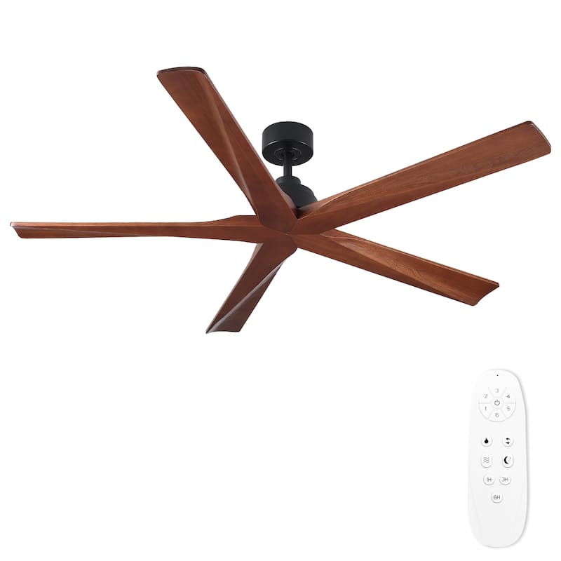 YUHAO SylvanAir Modern 52 in. Flush Mount Outdoor/Indoor Ceiling Fan with 3 Solid Wood Blades and DC Reversible Motor