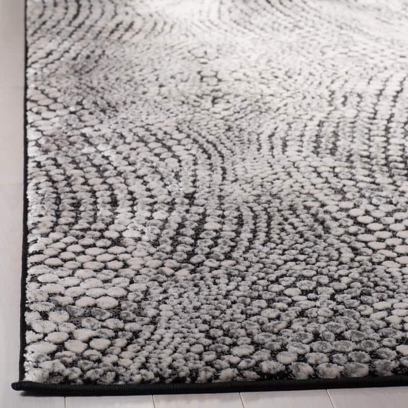 SAFAVIEH Lurex Jaana Modern Abstract Polyester Rug - 3' Square - Black/Light Grey - Square