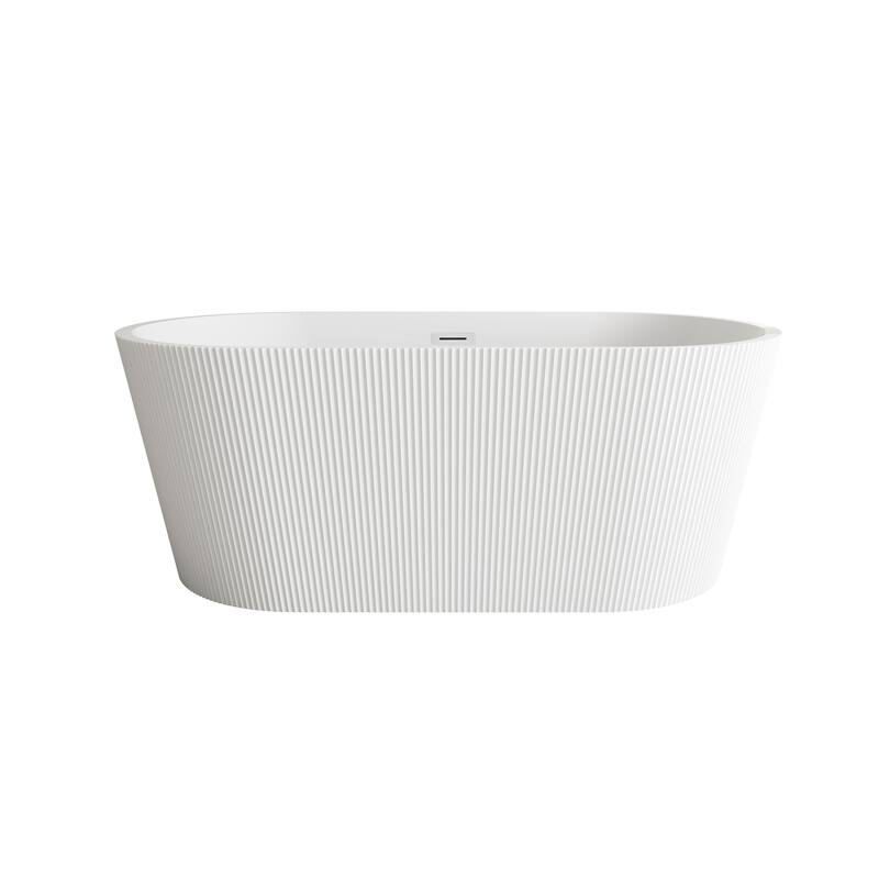Vincent Bathtub in Glossy White - Glossy White with Chrome Trim - 59"