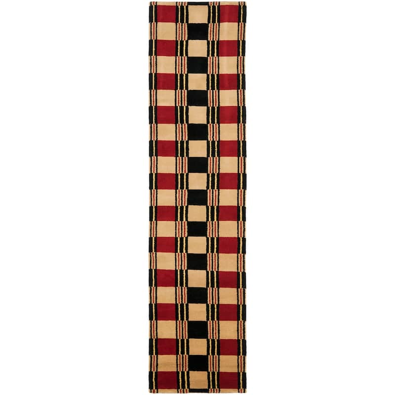 SAFAVIEH Hand-knotted Lexington Germien Wool Rug - 2'6" x 10' Runner - Red/Black