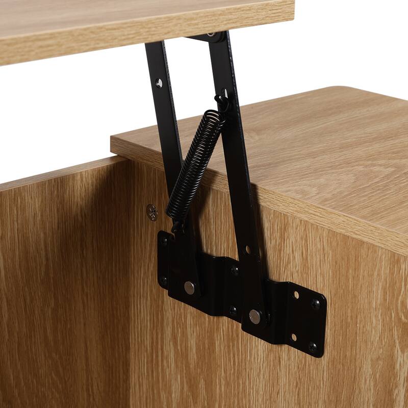 39.37 in. Wood Rectangular Lift-top Coffee Table Open Shelf