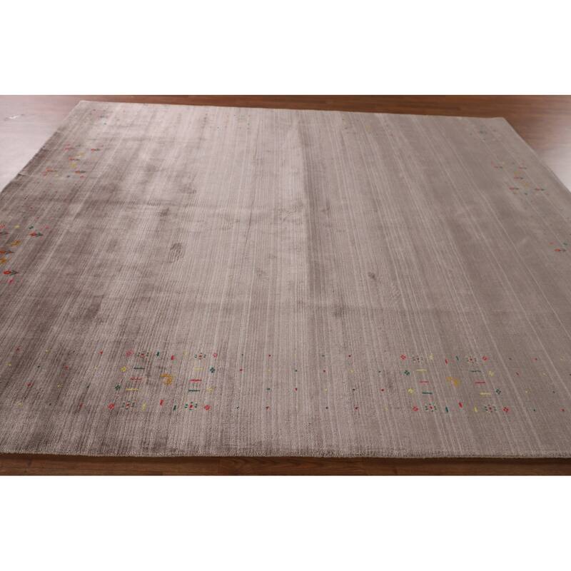 Striped Gabbeh Oriental Area Rug Handmade Wool Carpet - 7'10" x 9'8"
