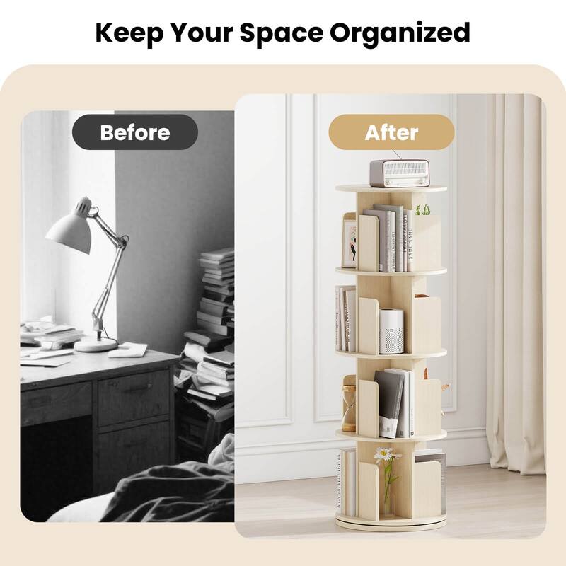 Costway 1/2 PCS 4-Tier Rotating Bookshelf 360° Display Rack with - See Details