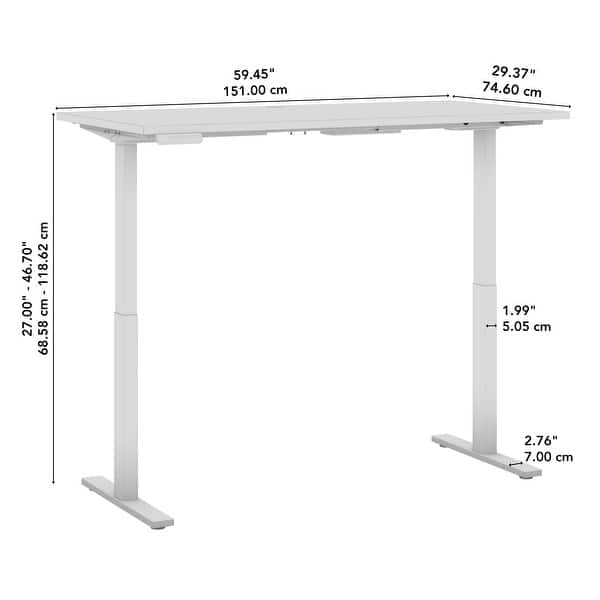 dimension image slide 3 of 22, Bush Business Furniture Move 60 Series 60x30 Adjustable Standing Desk