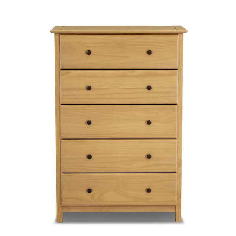 Grain Wood Furniture Shaker 5-drawer Solid Wood Chest
