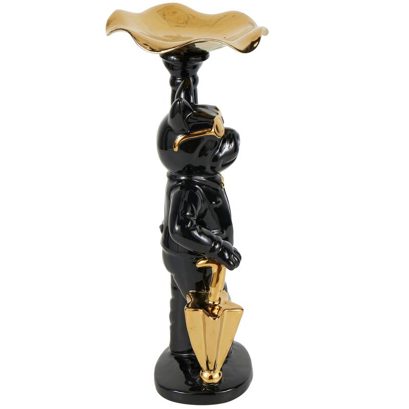 Black or White Ceramic Bulldog Sculpture with Gold Accents