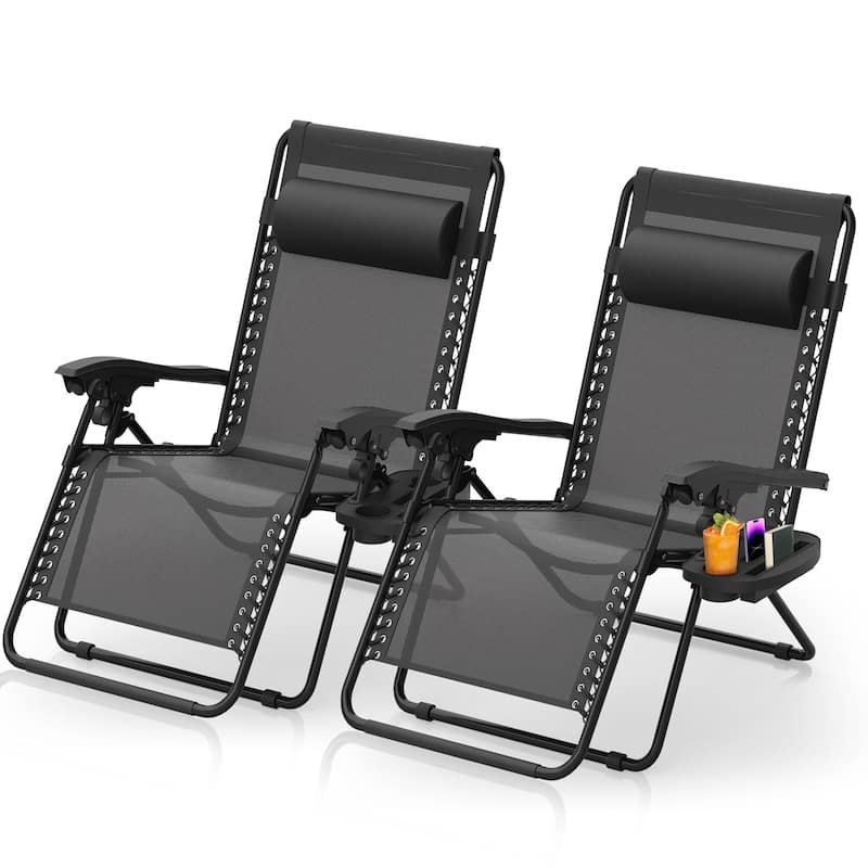 Zero Gravity Chairs Set of 2, Zero Gravity Lounge Chair, Reclining Patio Chairs Folding Recliner for Indoor and Outdoor