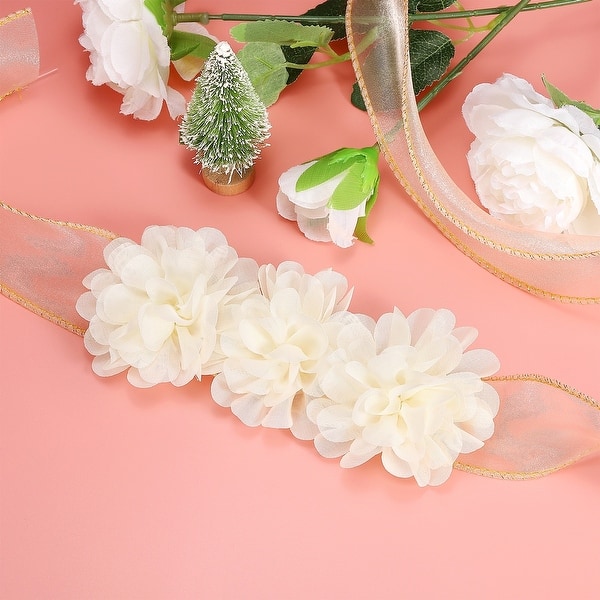 chiffon flowers for dresses 10Pcs Fabric Flower Sewing Fabric Appliques - Bed Bath & Beyond Drawstring Kid Size:170cm Boho Linen Dress, Embroidered Tulle and a larger floral