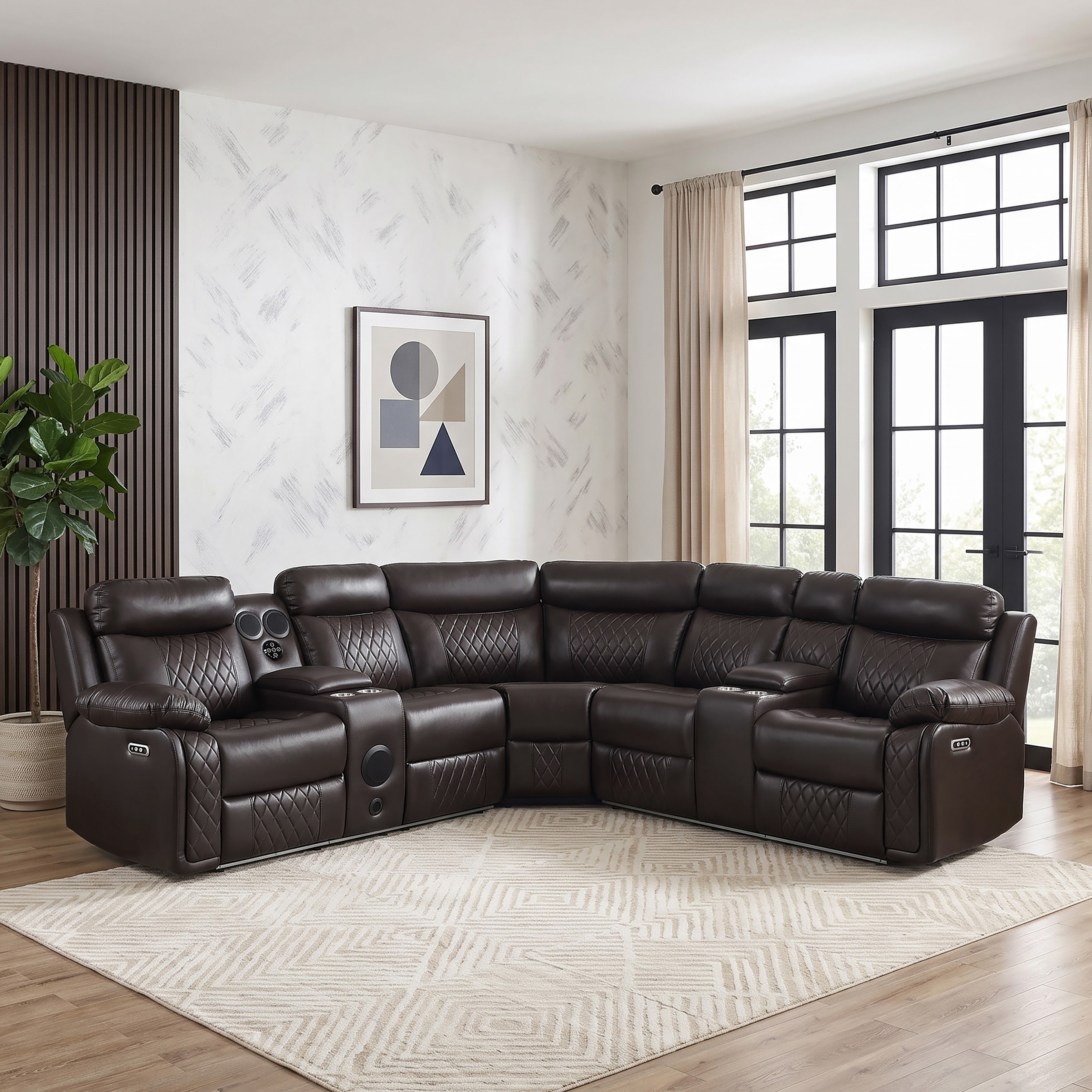 Vela 109" 3-Piece Power Reclining Sectional Sofa with Console, Speaker