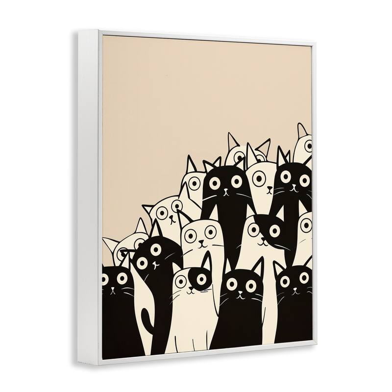 Stupell Fun Modern Black & White Cats Framed Giclee Art Design By Arlington Prints